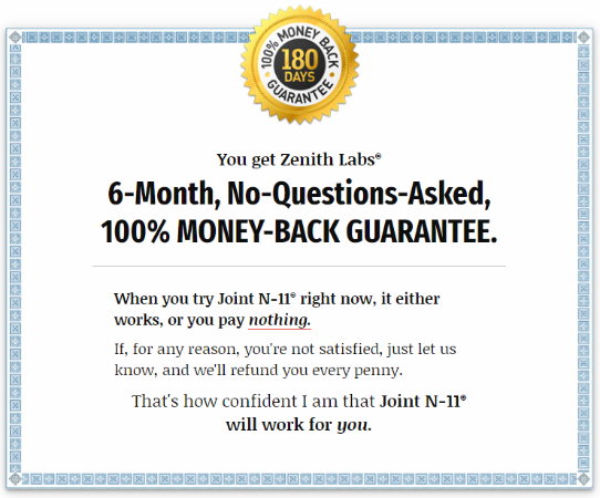 Joint N-11 Money Back Guarantee