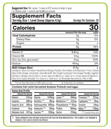 Organixx Clean Sourced Collagens Ingredients