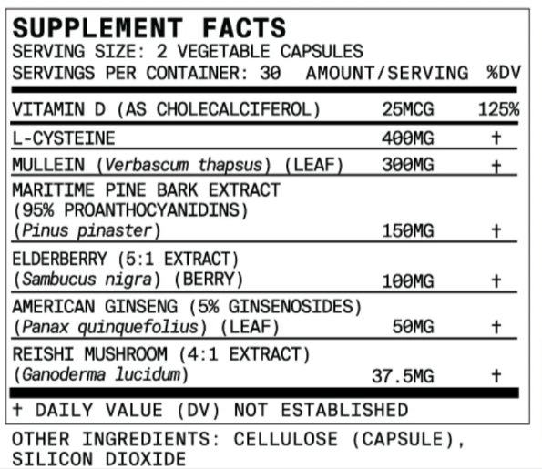 BetterBrand Better Lungs Supplement Fact