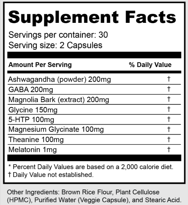 Rest and Recharge Supplement Fact