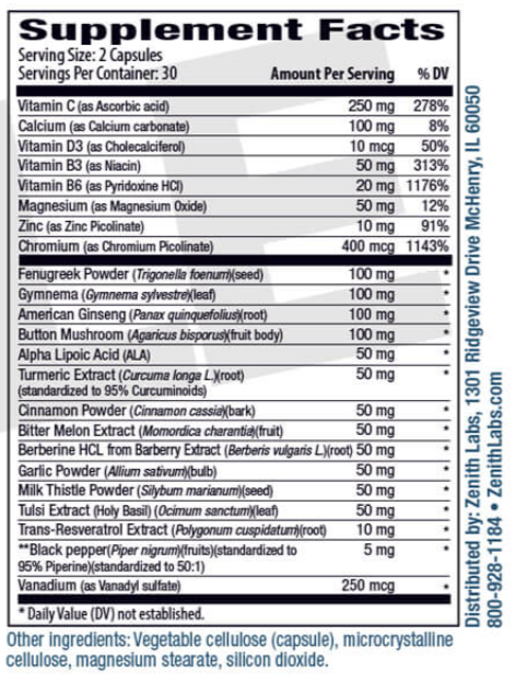 blood sugar premier Supplement fact