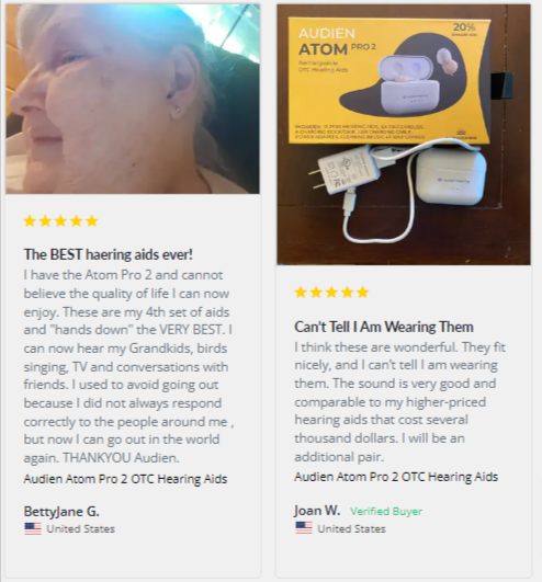 Atom 2 OTC Hearing Aid Customer Reviews