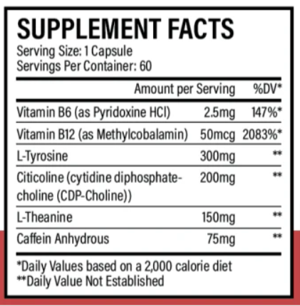 Vyvamind Supplement Fact