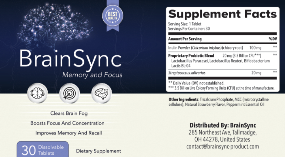  brainsync supplement fact