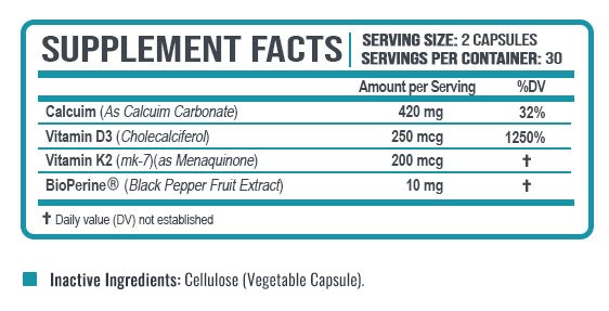 Oweli K2+D3 Supplement Fact