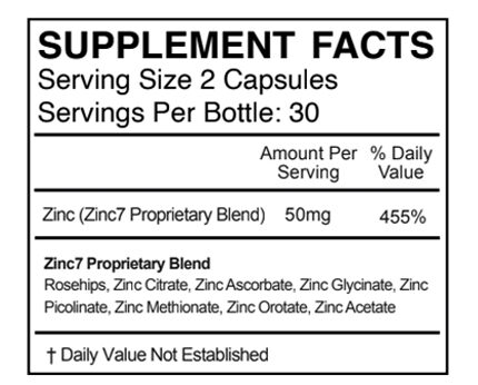 Zinc7 Supplement Fact