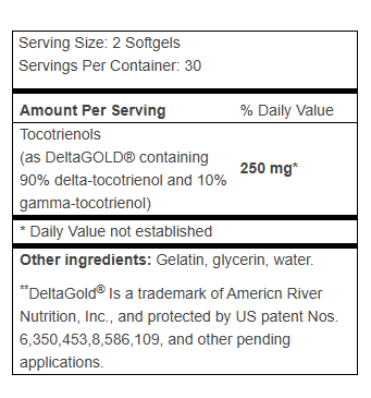 Delta Tocotrienols Supplement facts