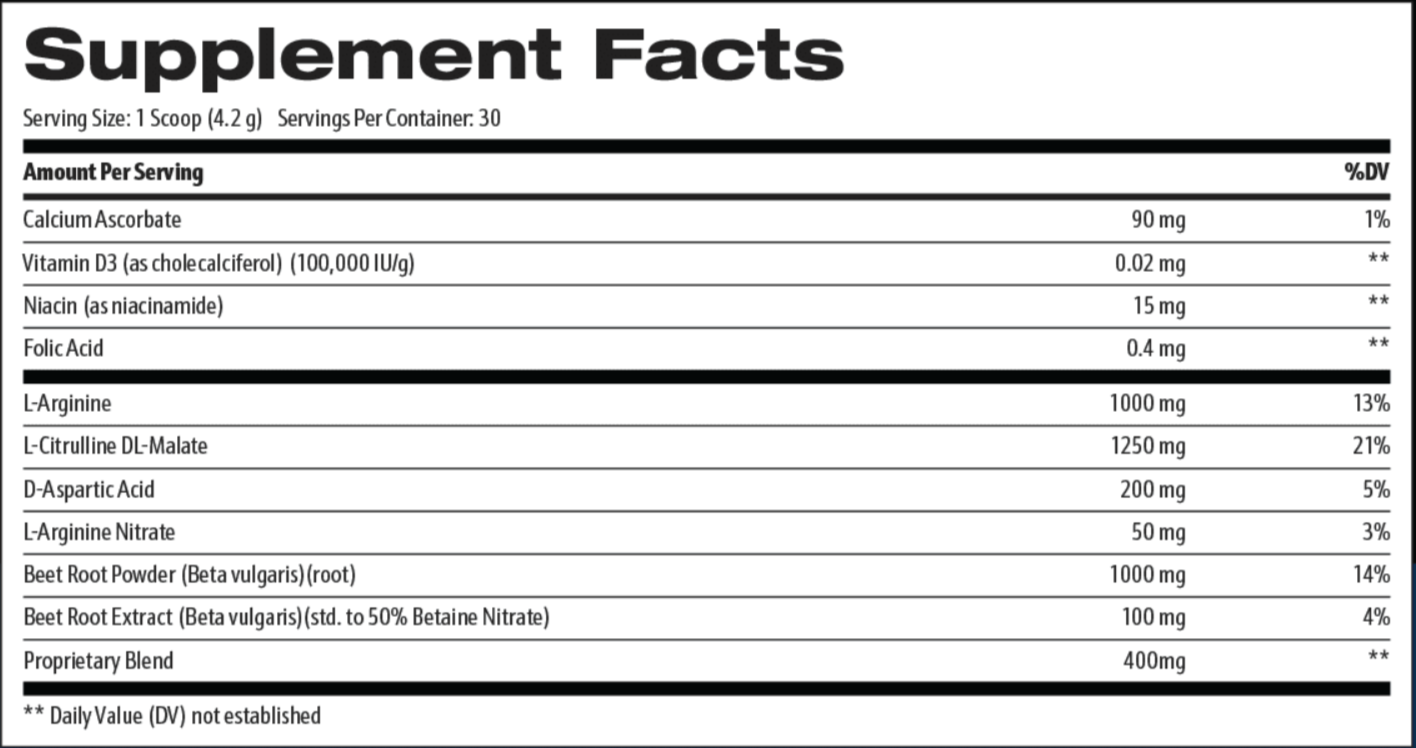 Nitric Boost Ultra Supplement Fact